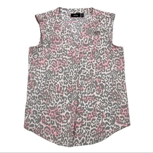 Apt. 9 Tops - Apt.‎ 9 Grey Pink Leopard Cap Sleeve Blouse Top Size XS